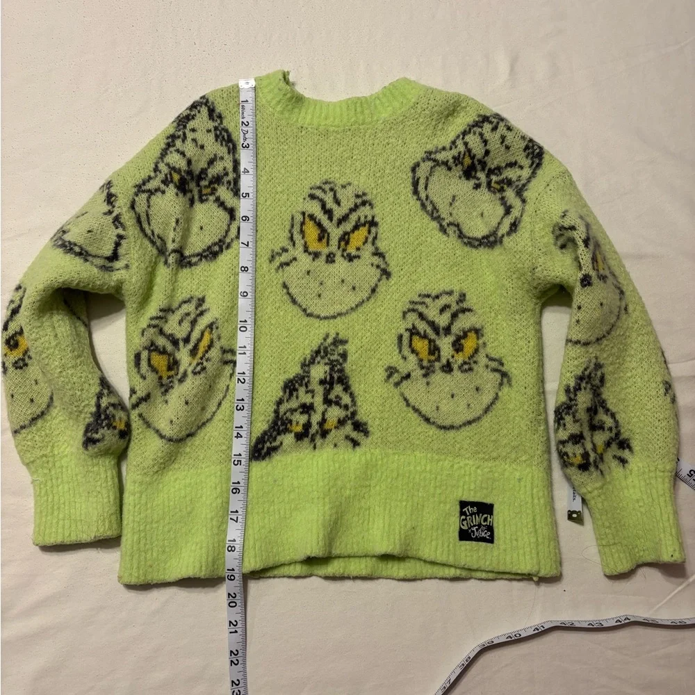 Justice Lime Green Grinch Sweater